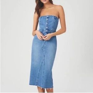 Sincerely Jules Blue Denim Button Front Strapless Dress Nwt Size Small S